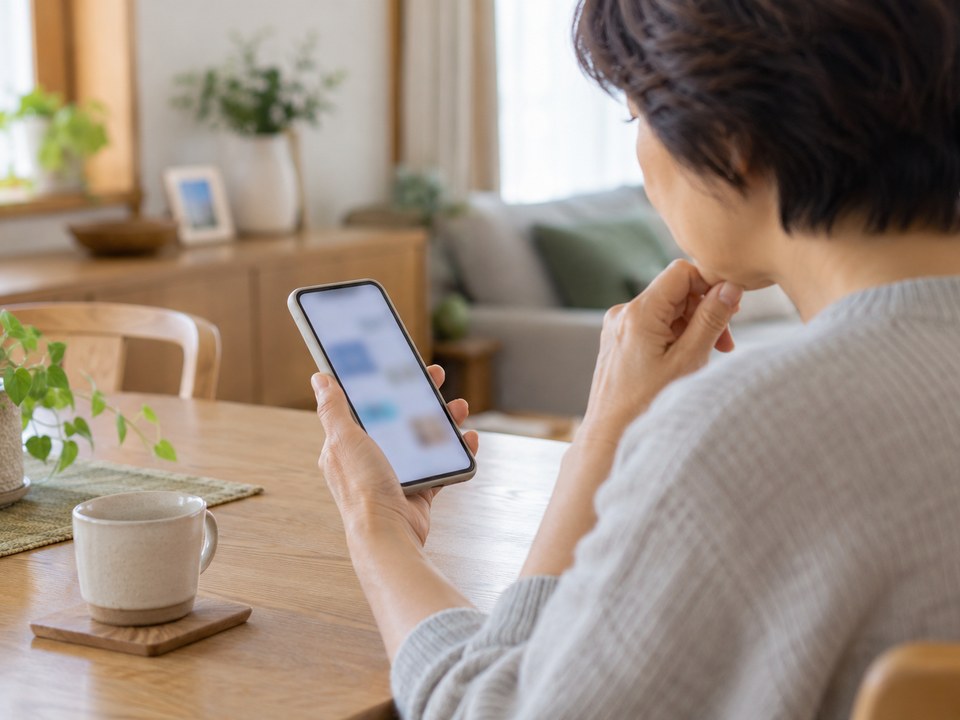 スマートフォンの操作に迷っている方の手元